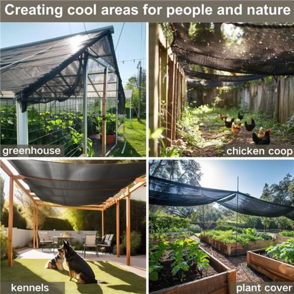 50% 6x10ft Shade Cloth with Grommets Garden Sun Mesh Sunblock UV Resistant Net - Picture 5 of 7